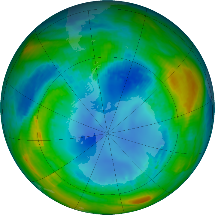 Antarctic ozone map for 10 August 1990